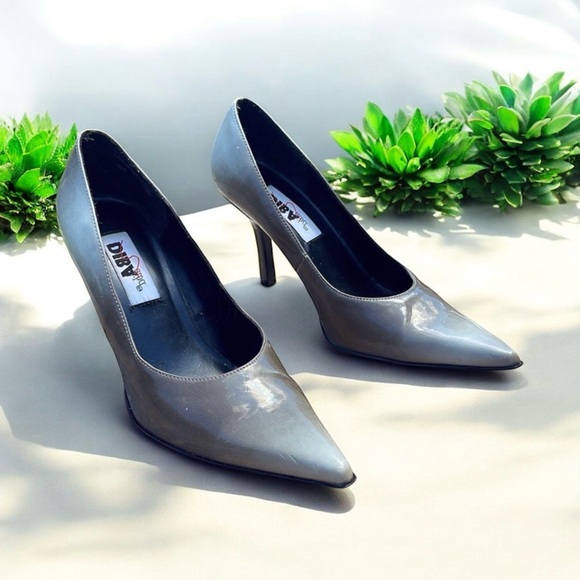 Diba Gray Ombré Gradient Patent Leather Slip On Pointed Toe Pumps Heels - Picture 12 of 16